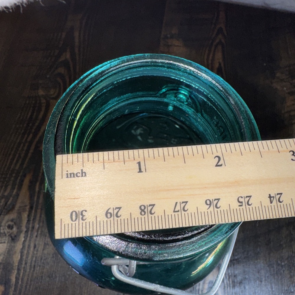 Vintage‎ Ball Ideal Blue Glass Canning Jar w/ Wire Closure, 9.5" tall - NO lid - Picture 7 of 12